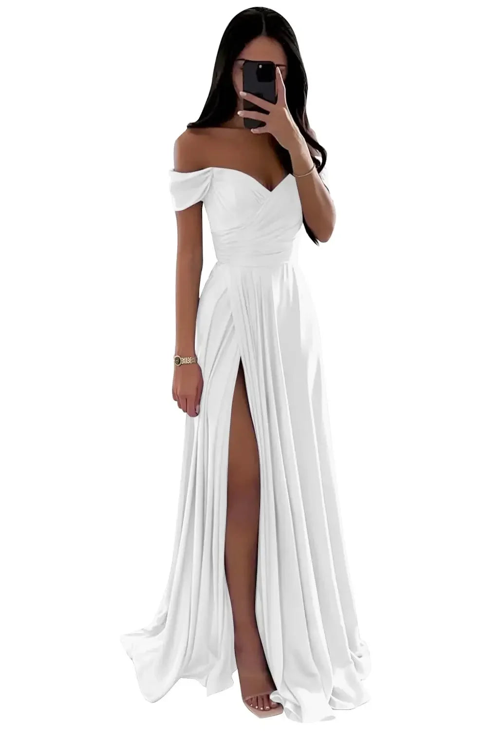 Basking Ridge Off the Shoulder Prom V-neck Backless Party Formal Evening Dress