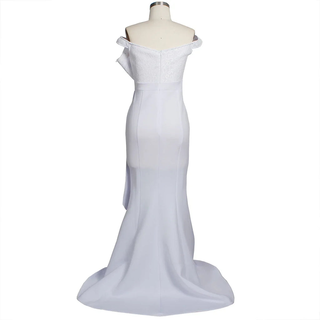 Hamilton Designers Beaded Off Shoulder Mermaid Skinny Floor Length Maxi Dress