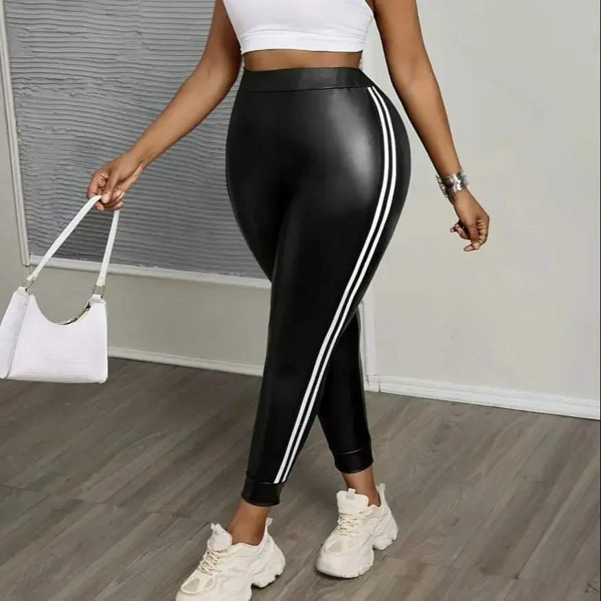 Oradell PU synthetic leather with high elasticity and fleece for outdoor sports slimming Leggings