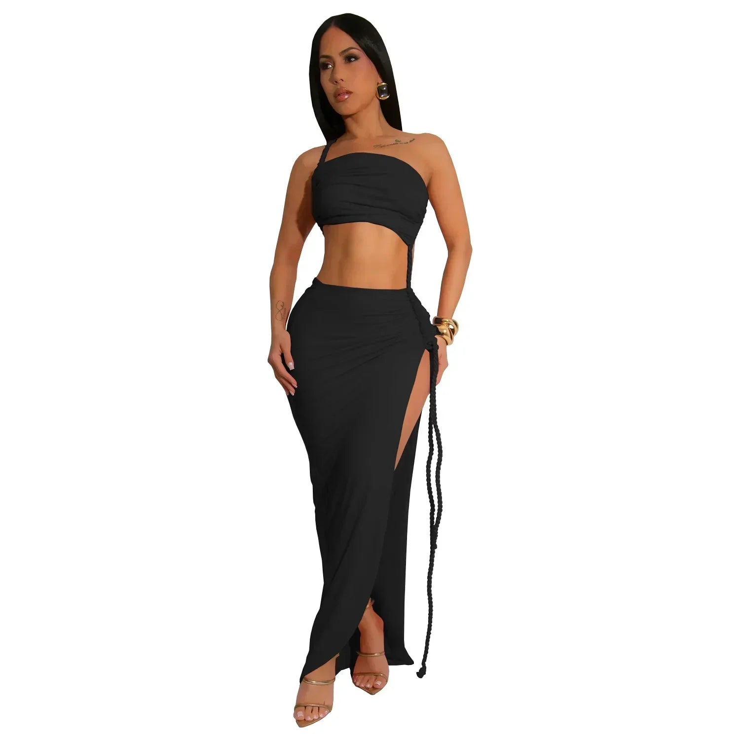 Jatnna Side Split Elegant And Sexy Two Piece Sets