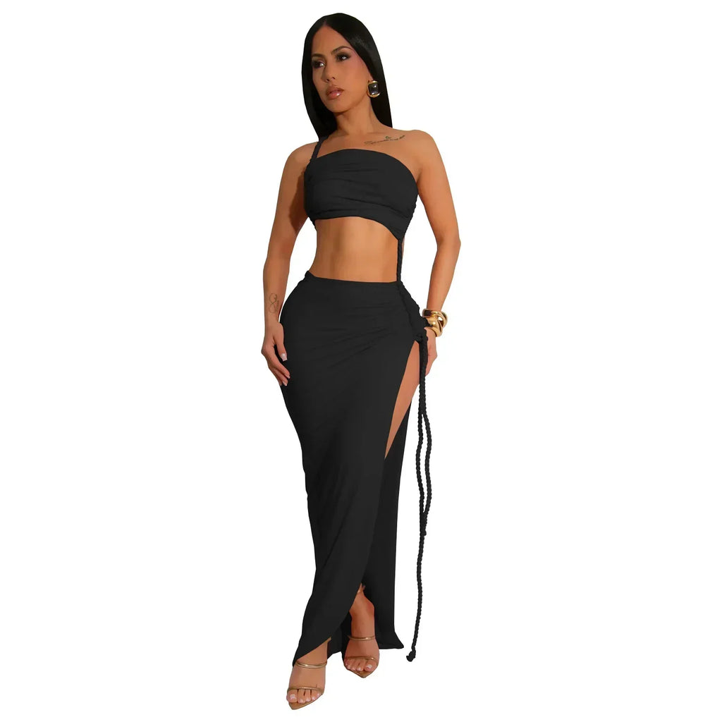 Jatnna Side Split Elegant And Sexy Two Piece Sets