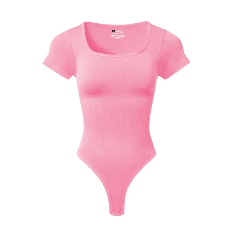 Women Plus Size Yoga Jumpsuit Seamless Square Neck High Elastic Workout Running Sport Jumpsuit