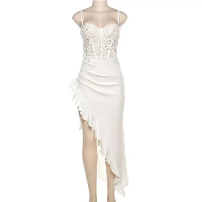 Brockville Ruffles Lace Patchwork Elegant Long Maxi Dress