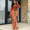 Slim Full Sleeve Dot Printed Mesh Patchwork Bodycon Long Dress