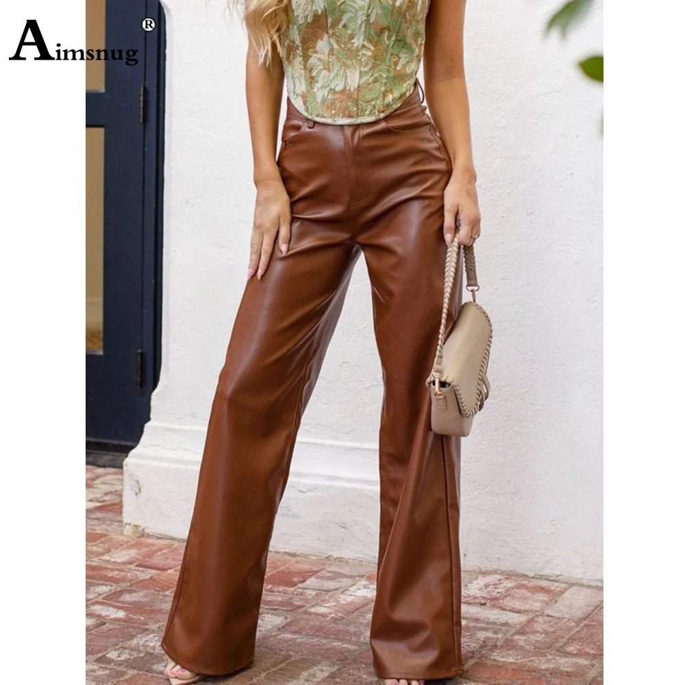 New Mexico Rock Style PU Leather Straight Sexy Night Club Legging Glossy Pants