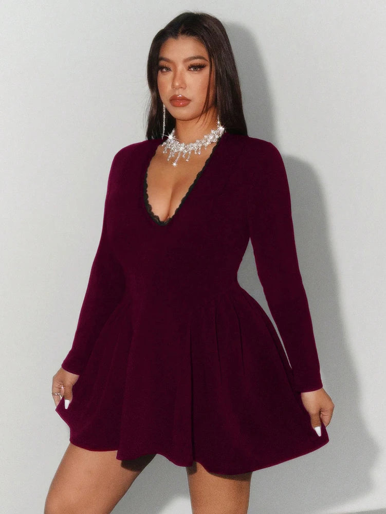 Denver Plus Size Lace Sexy Elegant Gown Party Outerwear Mini Dress