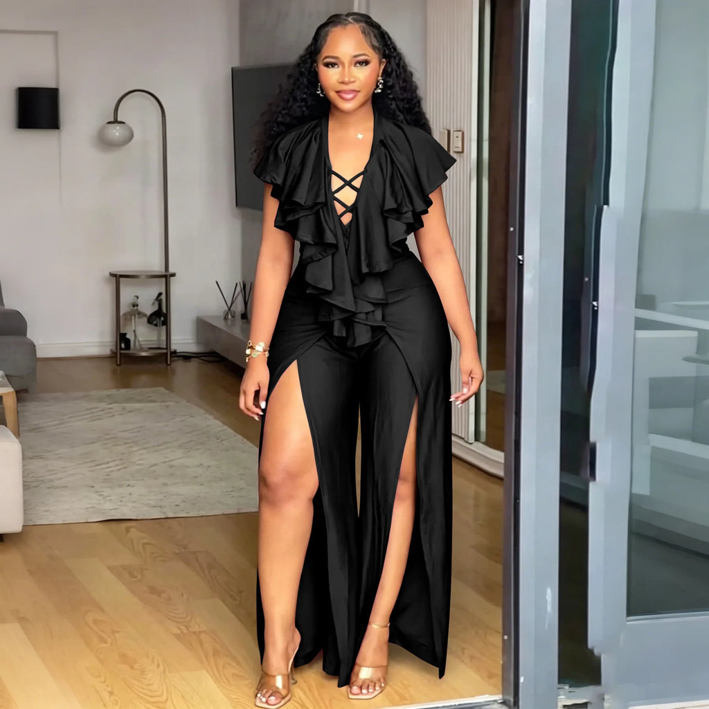 Plus Size Women Clothes Jumpsuit Summer Clothes Black Leisure Bodysuit Jumpsuit