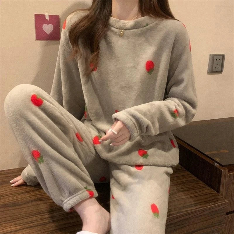 Lia Autumn Winter Plaid O-Neck Pullover Two Piece Sets