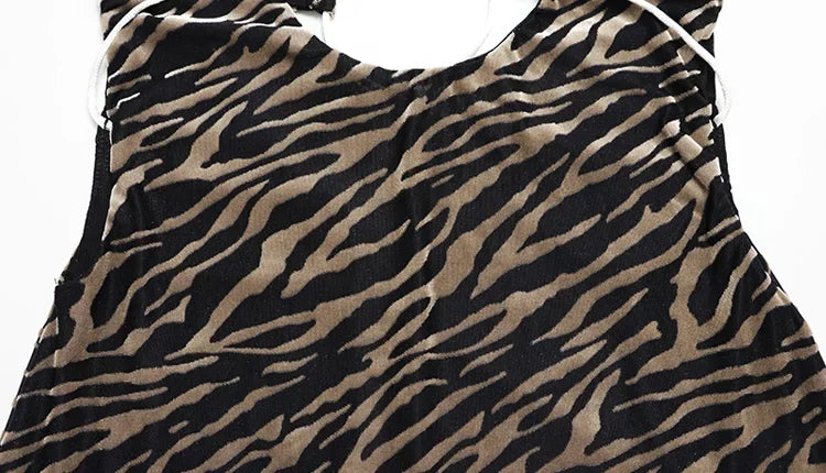 Rhinebeck Strapless Bandage Zebra Striped Sheath Bodycon Hollow Out Backless Dress