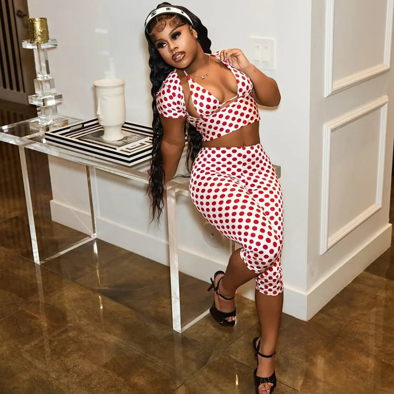 Irina Sexy Polka Dot Summer Two Piece Sets