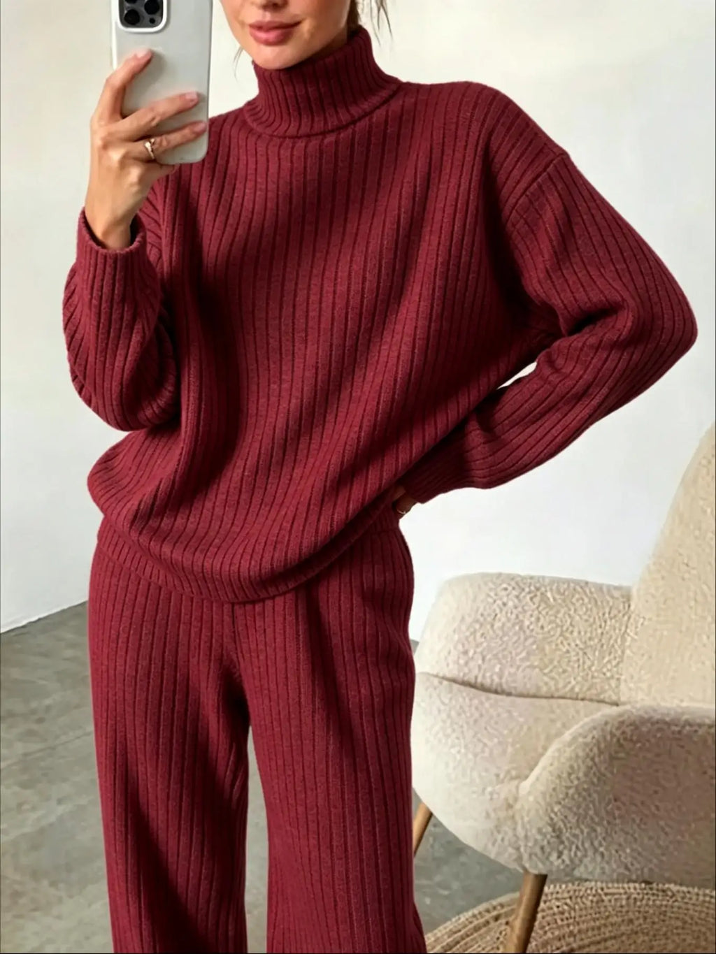 Yudy Outfit Ribbed Long Sleeve Two Piece Sets