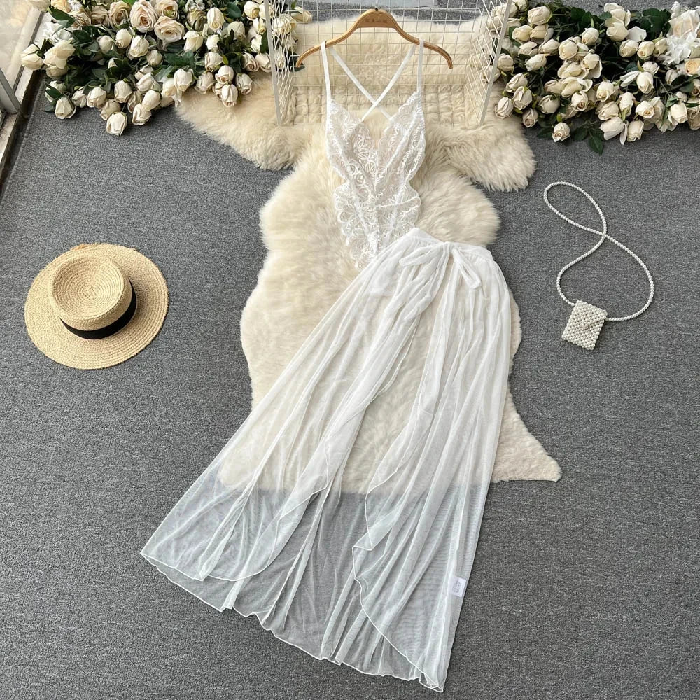 Emily Sleeveless Slim Backless Hallow Two Piece Sets