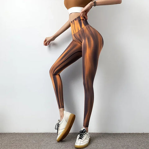 Livington Tie Dye Seamless Leggings Scrunch Fitness High Waist Athletic Yoga Pants