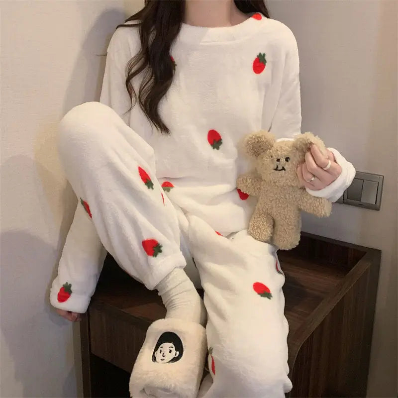 Lia Autumn Winter Plaid O-Neck Pullover Two Piece Sets