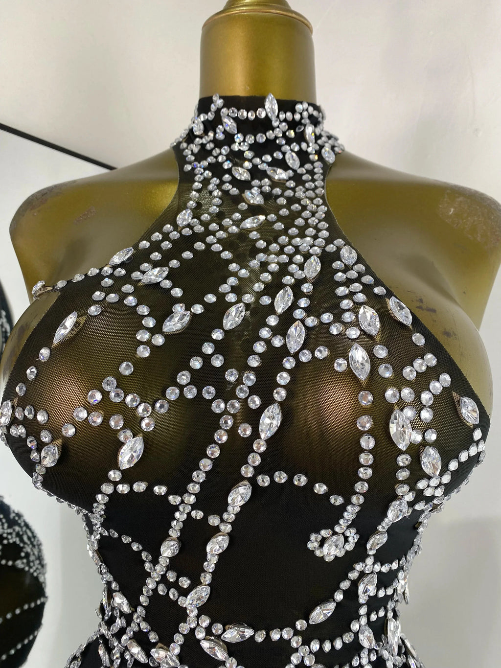 Gettysburg Club Party Punk Style Spider Rhinestones Mesh Asymmetric Dress