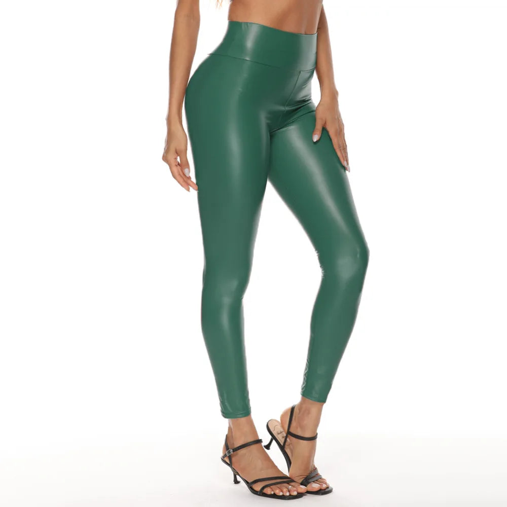 Maine Leggings Leather Large Multi Color High Waist Four Elastic Hip Lifting Pants