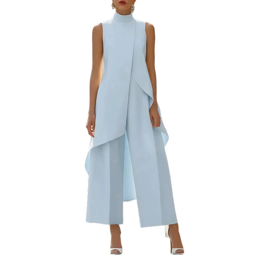 Mila Irregular Sleeveless Elegant Commuter Two Piece Sets