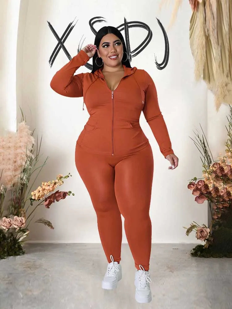 Arianna Plus Size Outfit Stretchy Two Piece Sets
