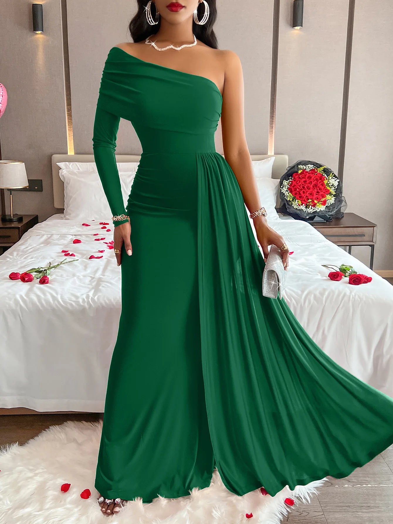 Barrie Elegant Backless Sleeveless Off Shoulder Maxi Dress