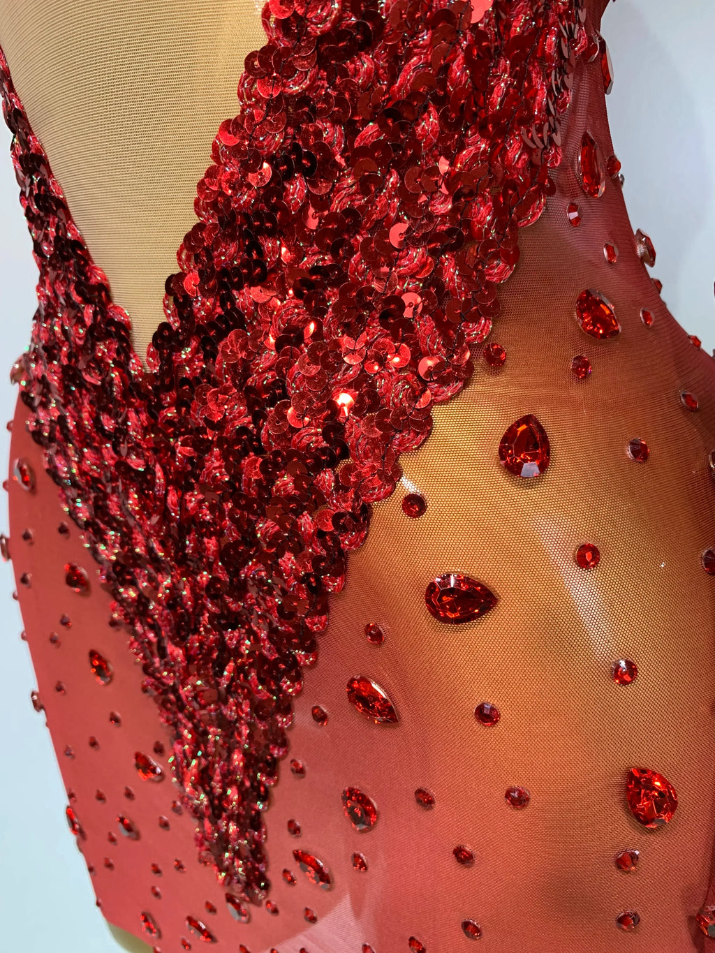 Ithaca High Quality Rhinestone Sequin Sexy See Through Mesh Mini Dress