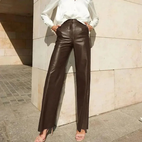 Sparta Trendy Lady Commuting Clothing High Waist Straight Trousers Women's Pants