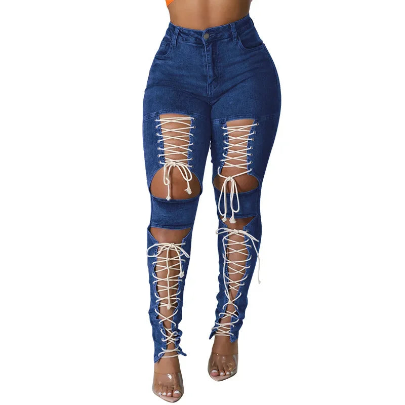 Beachwood Stretch Distressed Destroyed Denim Street Going Out Pants