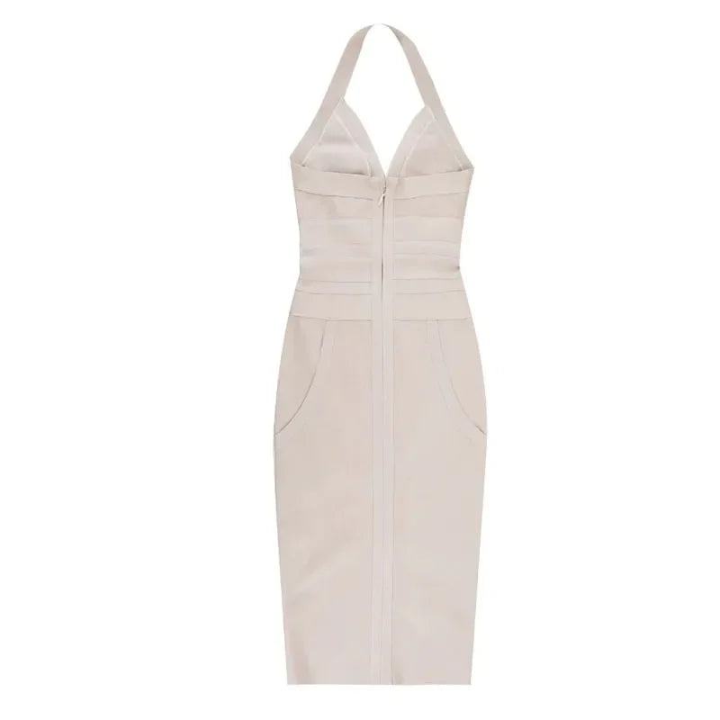 Dunellen Fashionable Neck Hanging Suspender Backless Tight Bandage Dress
