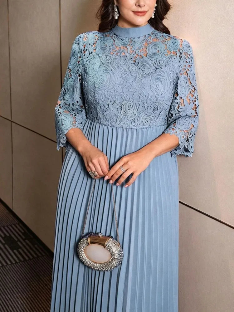 Lawrence Plus Size Lace Street Style Casual Big Size Oversized Maxi Dress