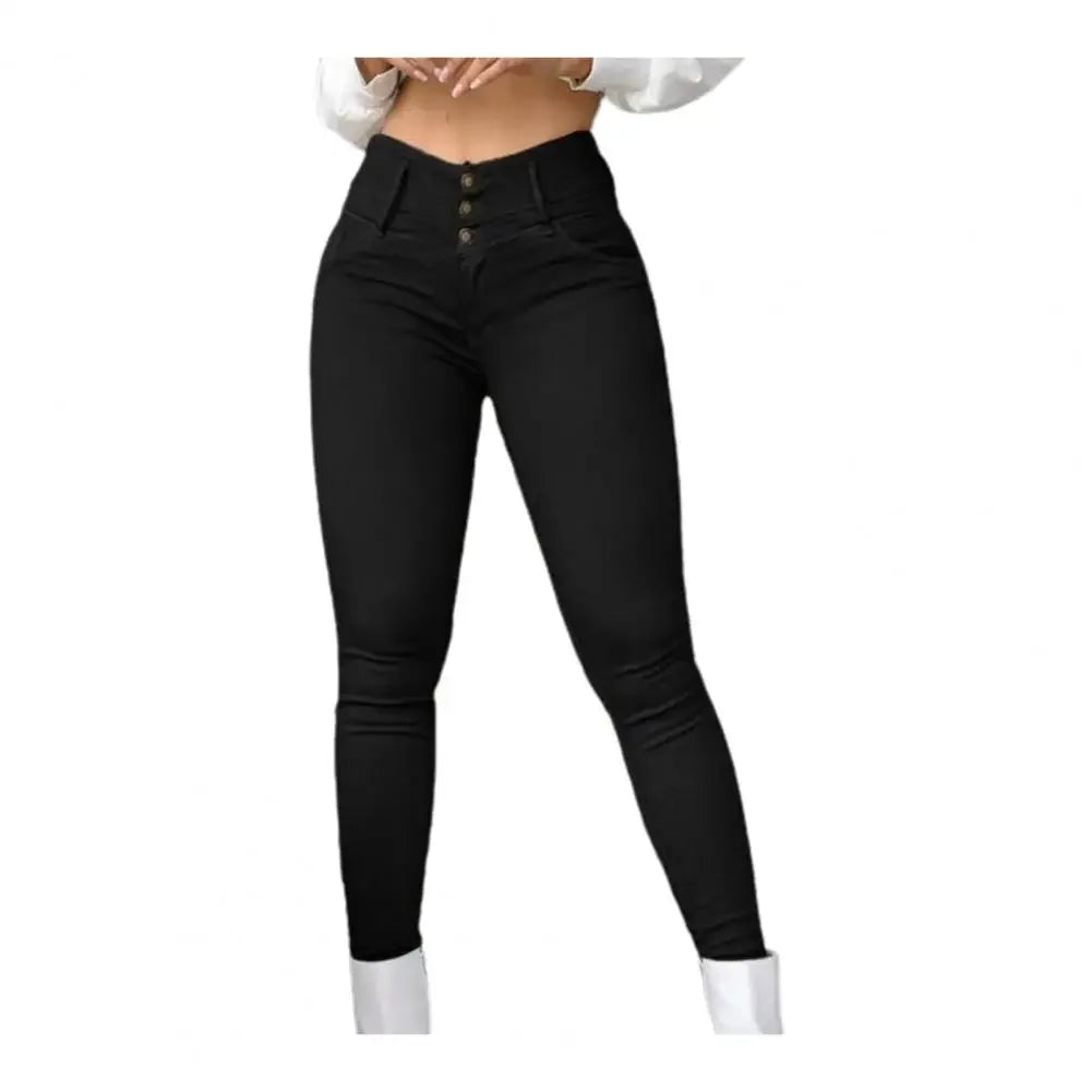 Flemington Skinny High Waist Slim Stretchy Zipper Button Breathable Ankle Length Pencil Pants