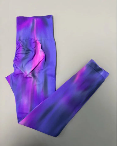 Livington Tie Dye Seamless Leggings Scrunch Fitness High Waist Athletic Yoga Pants