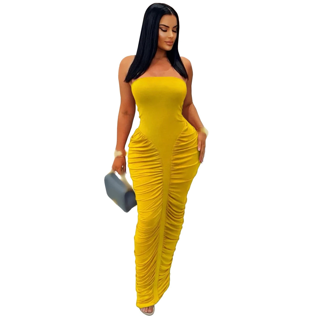 Simbabue Casual Party Elegant Long Ruched Dress