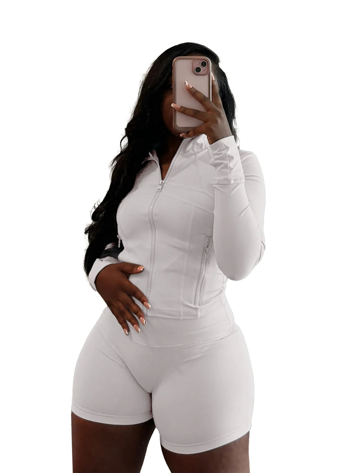 Olivia Fall Siold Bodycon Zipper Tracksuits Two Piece Sets