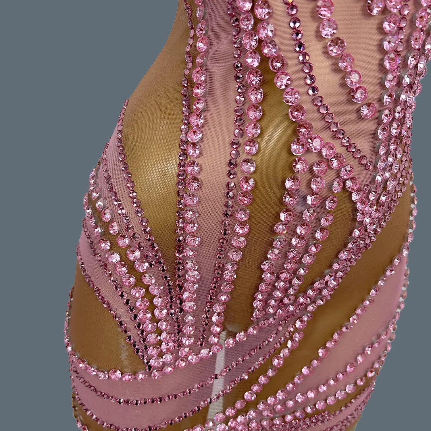 West Miffin Sparkly Rhinestone See Through Mini Dress