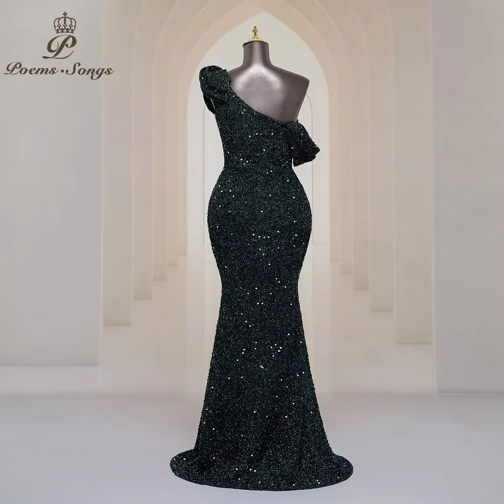 Georgia One Shoulder Evening Mermaid Sequins Party Maxi Dresses