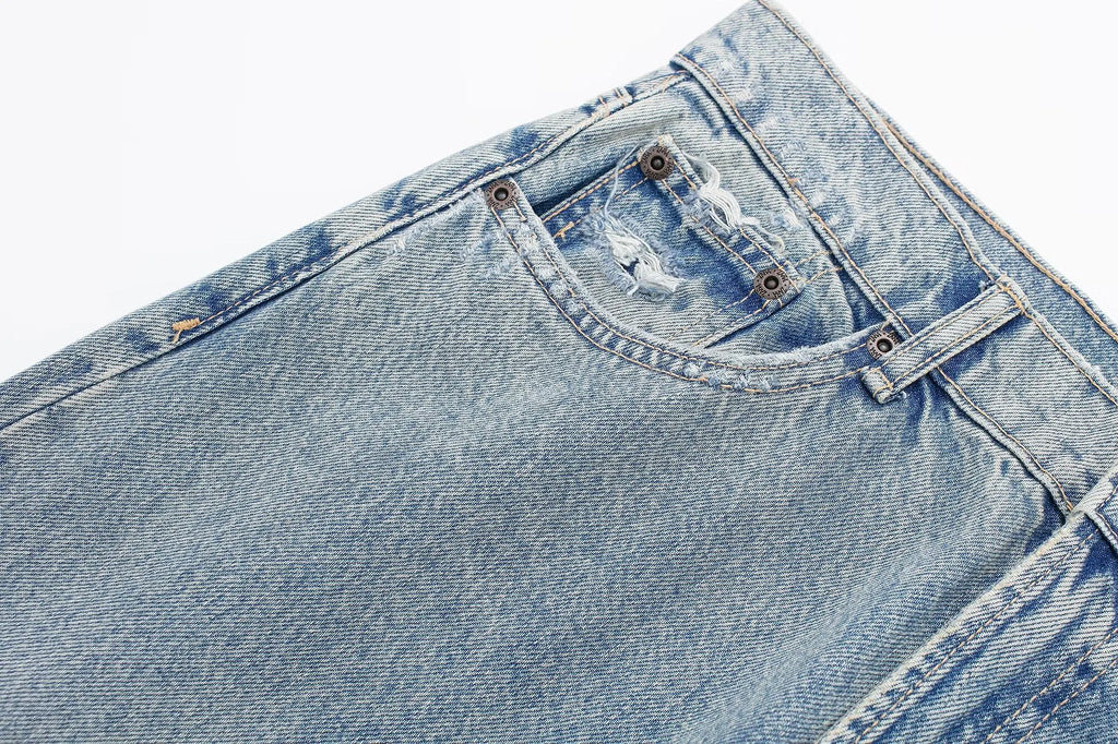 Jeans For Women 2024 Denim Solid Loose Zipper Fly Female Hole Trouser