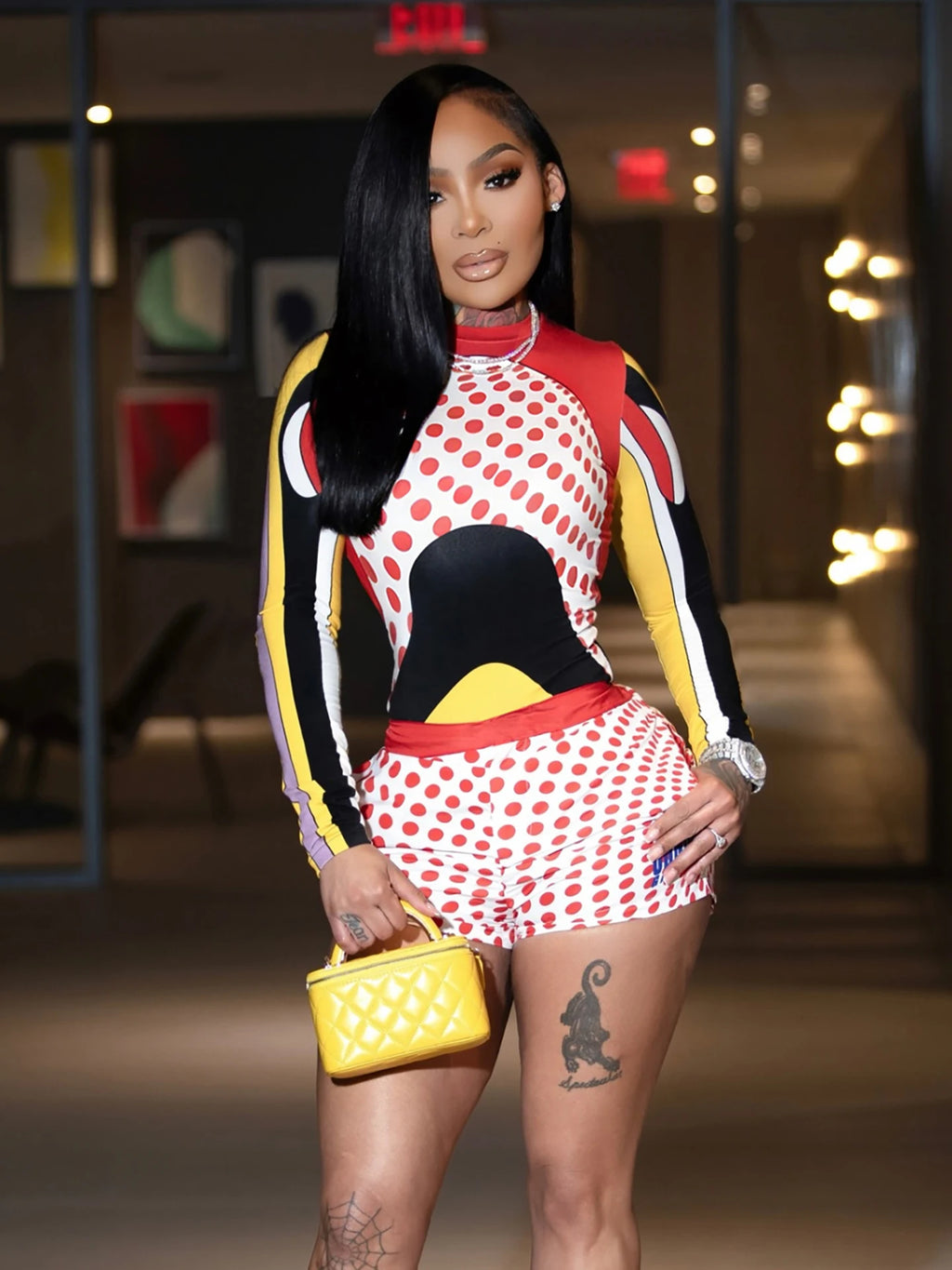 Camila O-Neck Full Sleeve Patchwork Two Piece Sets