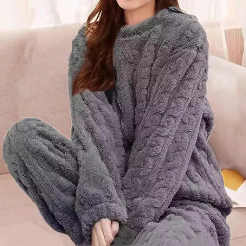 Lia Autumn Winter Plaid O-Neck Pullover Two Piece Sets