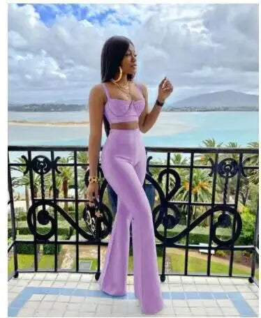 Nathalie High Waist Bodycon Elegant Two Piece Sets