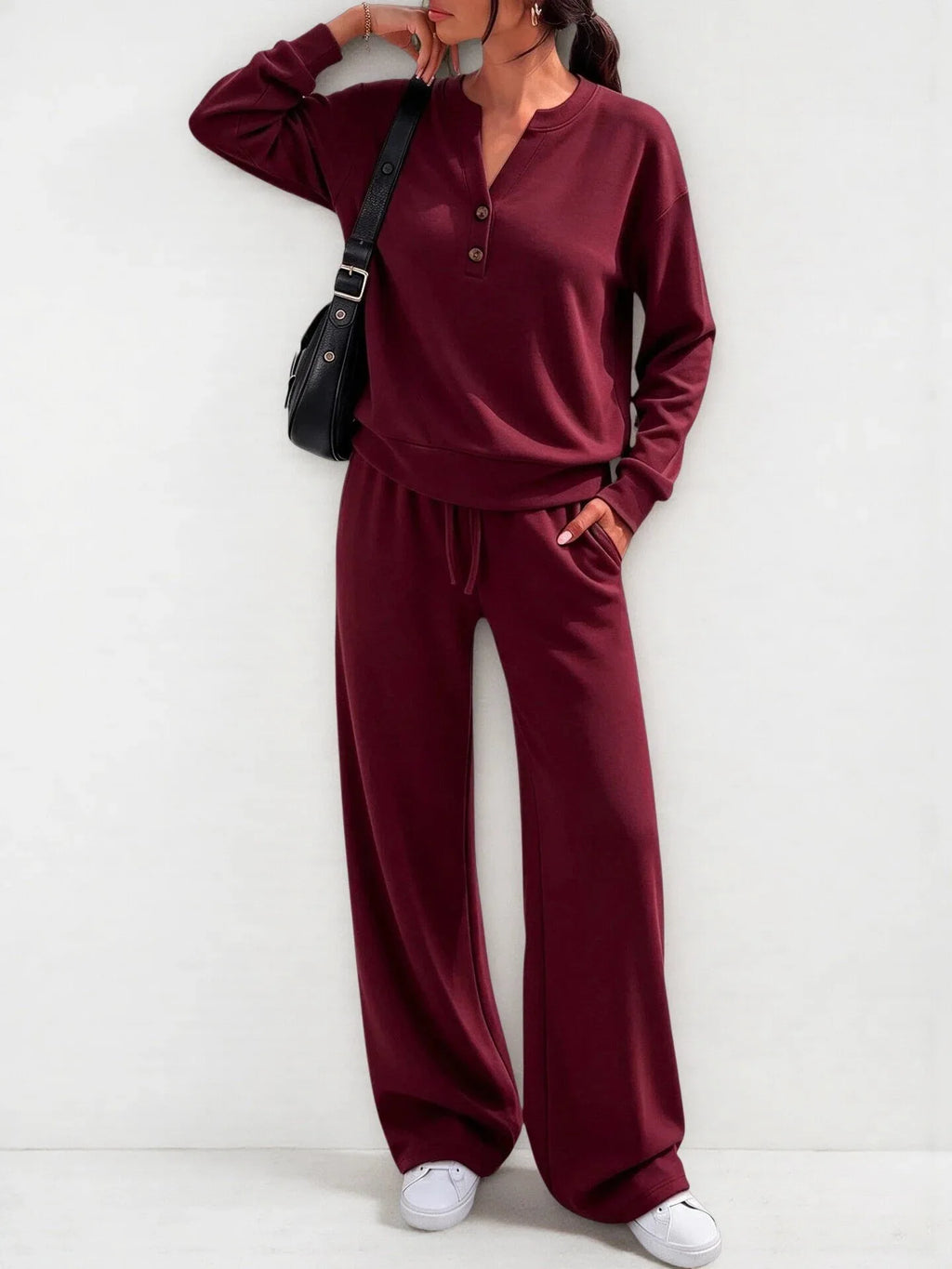 Maria Simple Style Fashionable Wide-leg Two Piece Sets