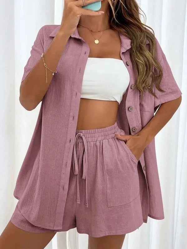 Gabi Long Sleeve Single Broad legged Two Piece Sets