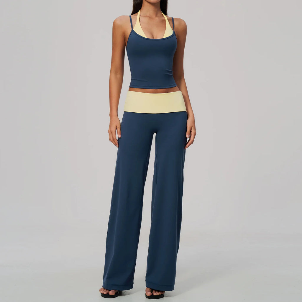 Camila Contrast Color Fitness Suit Tracksuit Two Piece Sets