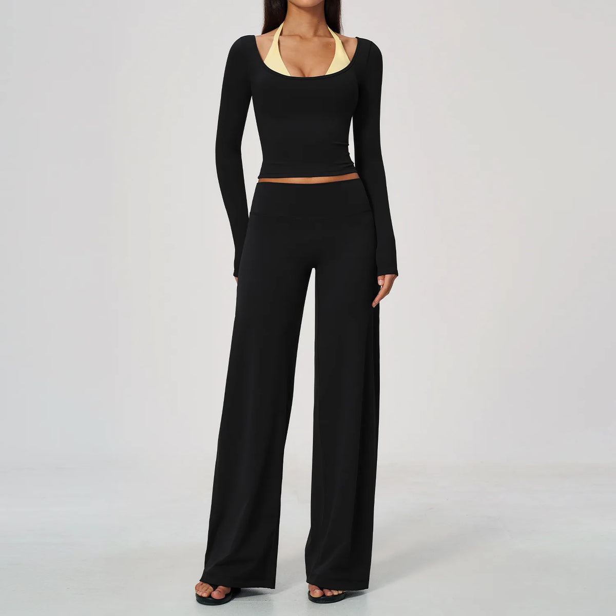 Camila Contrast Color Fitness Suit Tracksuit Two Piece Sets