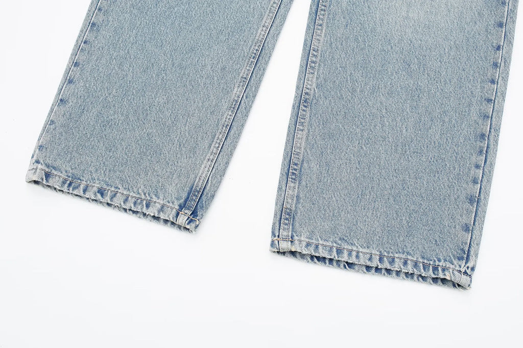 Jeans For Women 2024 Denim Solid Loose Zipper Fly Female Hole Trouser
