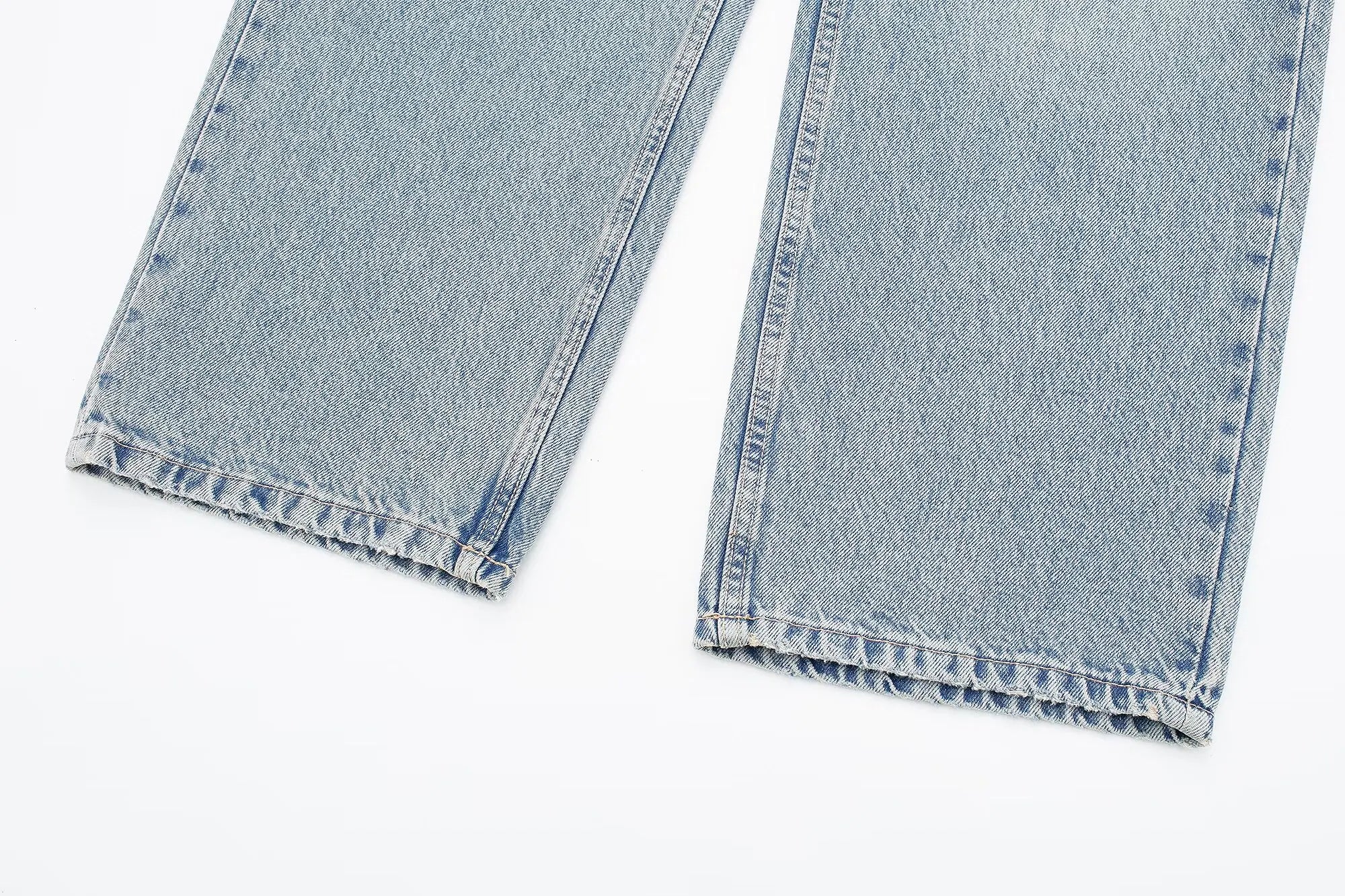 Jeans For Women 2024 Denim Solid Loose Zipper Fly Female Hole Trouser