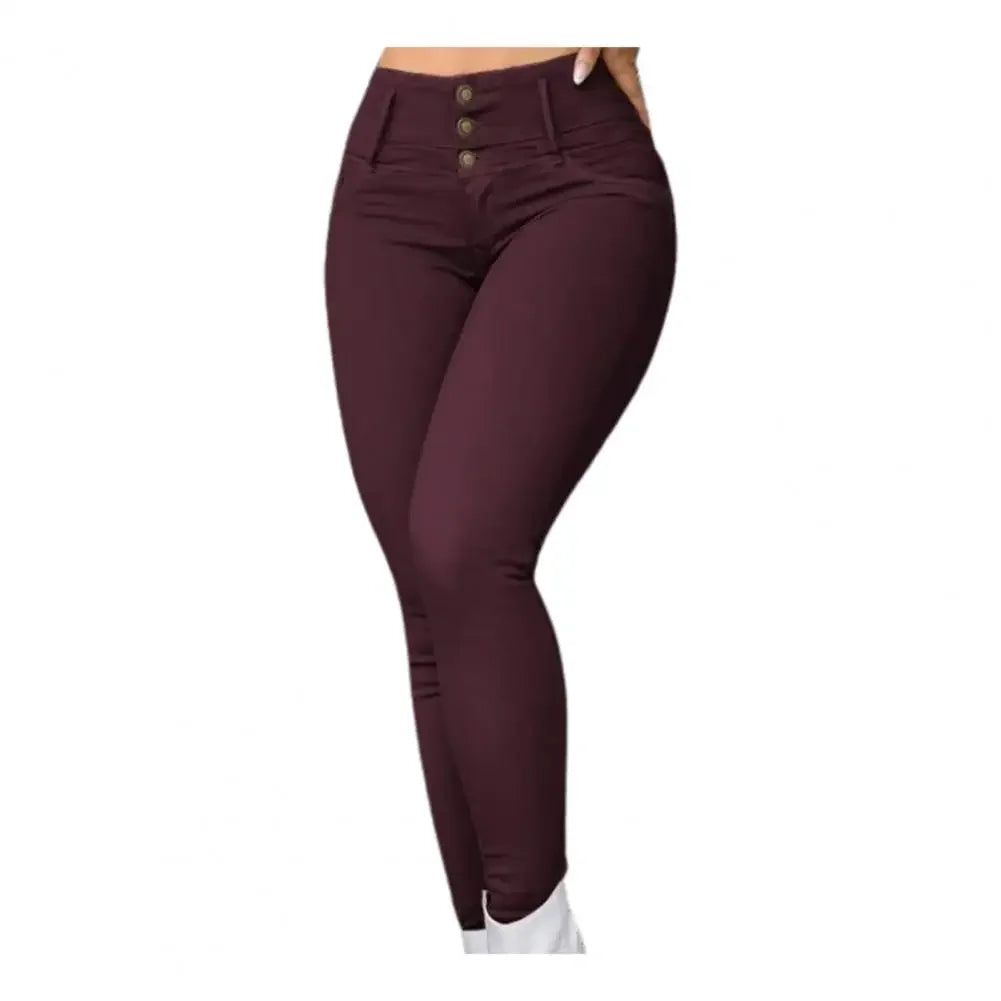 Flemington Skinny High Waist Slim Stretchy Zipper Button Breathable Ankle Length Pencil Pants