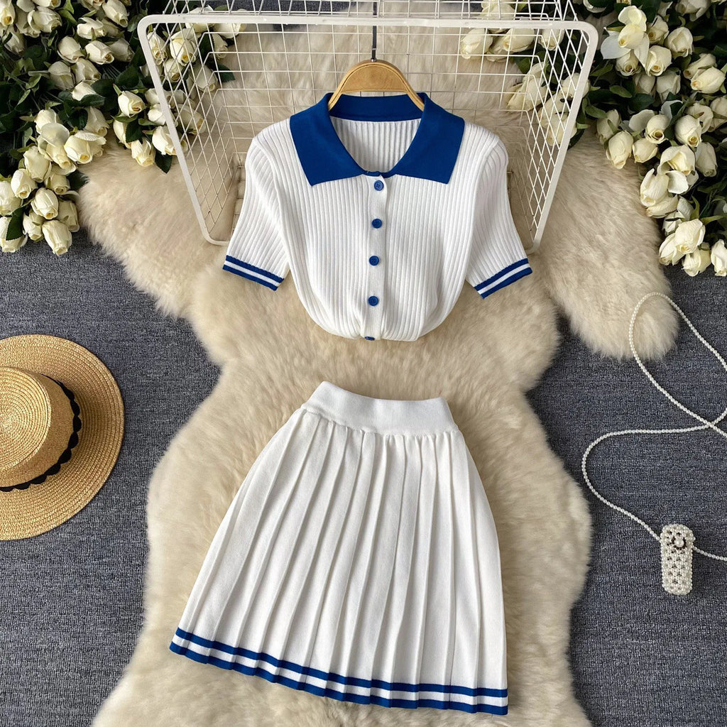 Fernanda Casual Streetwear Pleated Elegant Two Piece Sets