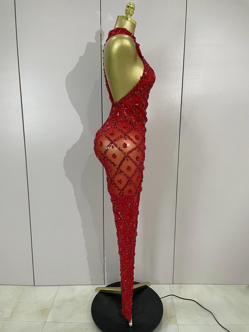 Scranton Sparkly Black Diamond Mesh See THhrough Jumpsuit