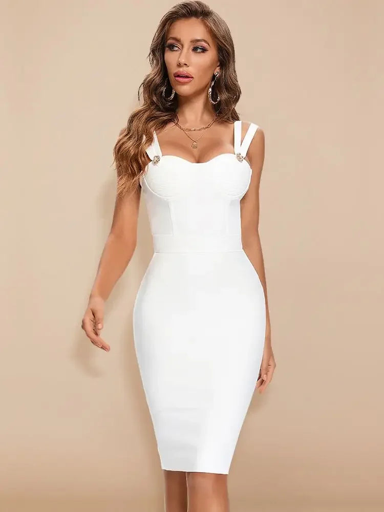 Sarnia Rhinestone Bandage Evening Date Night Maxi Spaghetti Strap Dress
