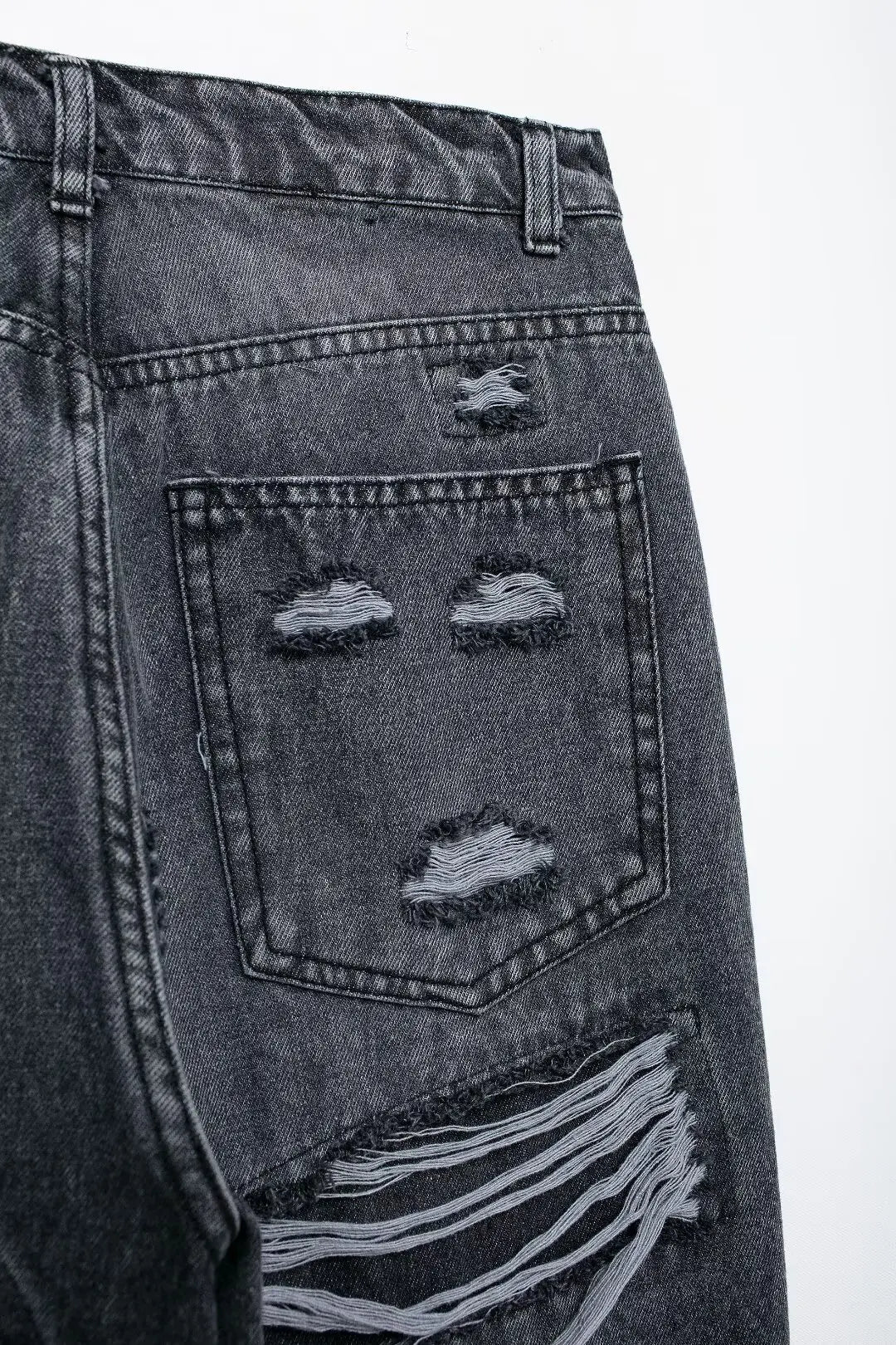 Jeans For Women 2024 Denim Solid Loose Zipper Fly Female Hole Trouser