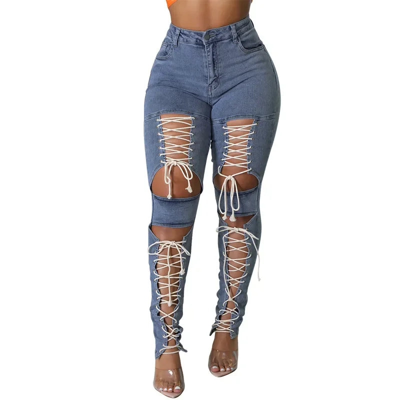 Beachwood Stretch Distressed Destroyed Denim Street Going Out Pants